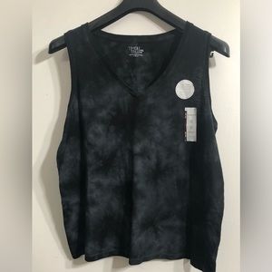 Women’s 100% cotton V-neck pull over sleeveless tie dye black Top. XXL (20)